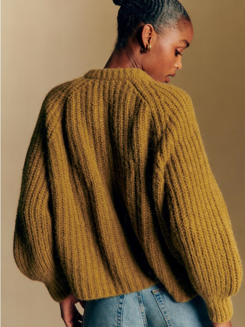 Sezane Emile Cardigan Olive Green - Picture 2 of 6